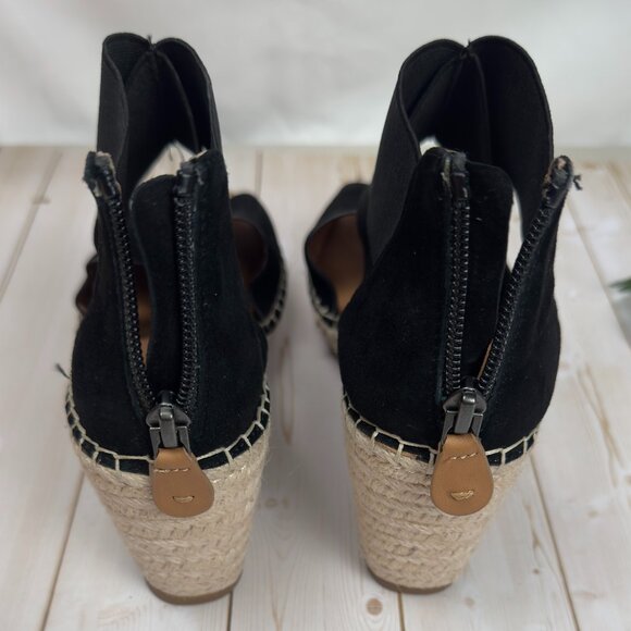 Gentle Souls by Kenneth Cole Colleen Black Elastic Espadrille Wedge Sandals 8.5 - Picture 11 of 12